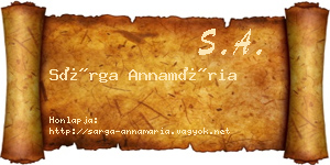 Sárga Annamária névjegykártya