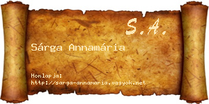 Sárga Annamária névjegykártya